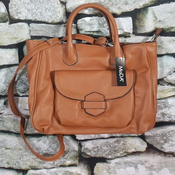 MoDA Handbags - Cognac Brown Large Tote